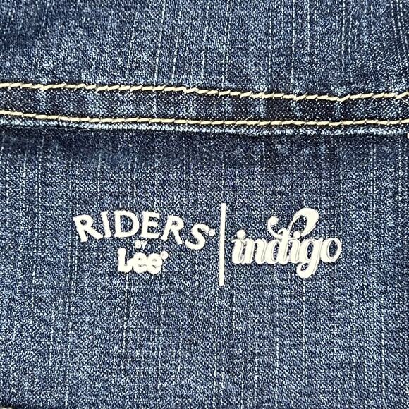 Riders by Lee Trucker Jean Jacket Womens Small Faded Stretch Denim Grunge School - Picture 11 of 11